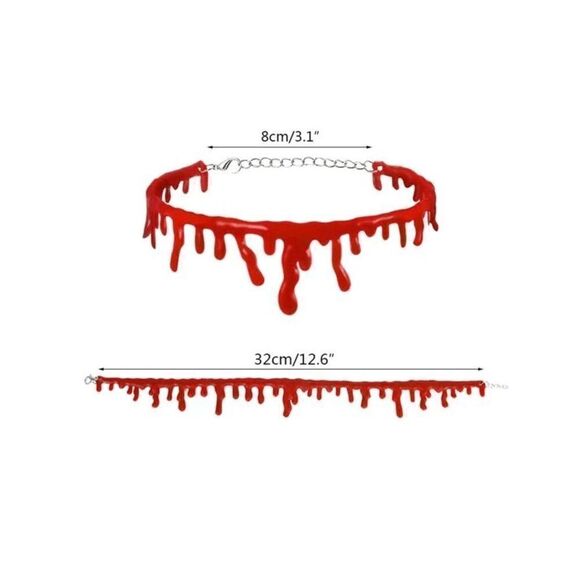 🩸 Halloween Vampire Costume Cosplay Dripping Blood Choker Necklace NEW - Picture 4 of 13
